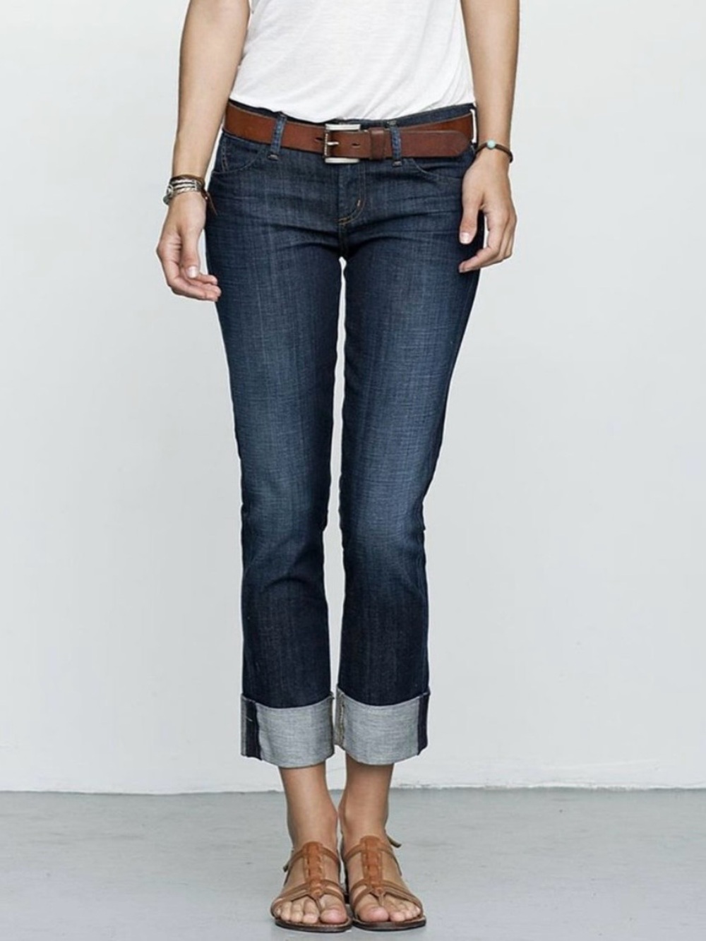 Citizens of Humanity Dani Cropped Straight Leg Jeans Size 26 Cuffed Blue